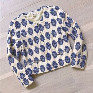 JCrew Cropped Embroidered Jacket, Sz 0